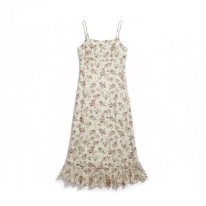 VTG Y2K Cinnamon Girl White Demure Floral Strappy Mini Day Casual Slip Dress S